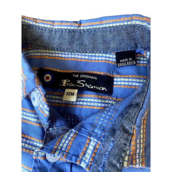 Ben Sherman Blue Striped Casual Button Up Shirt Infant Boys 12 mo - Picture 2 of 7
